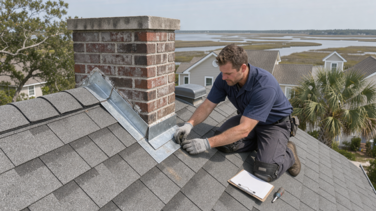 roofing contractor working